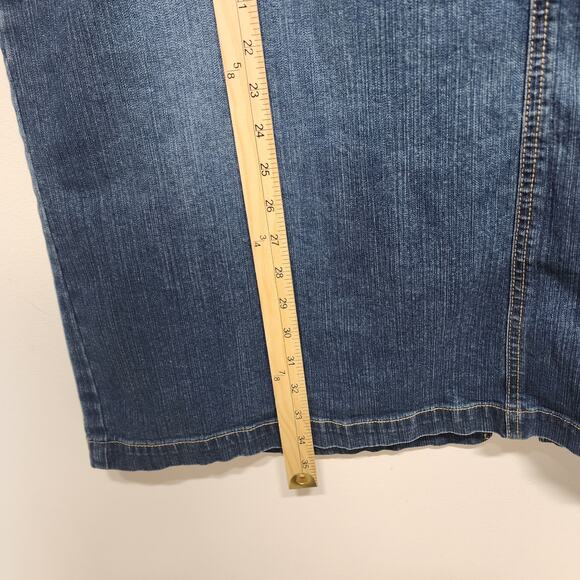 Vintage Y2K Cato Denim Maxi Skirt Size 20W Medium Wash Back Slit Boho Festival - Picture 6 of 11